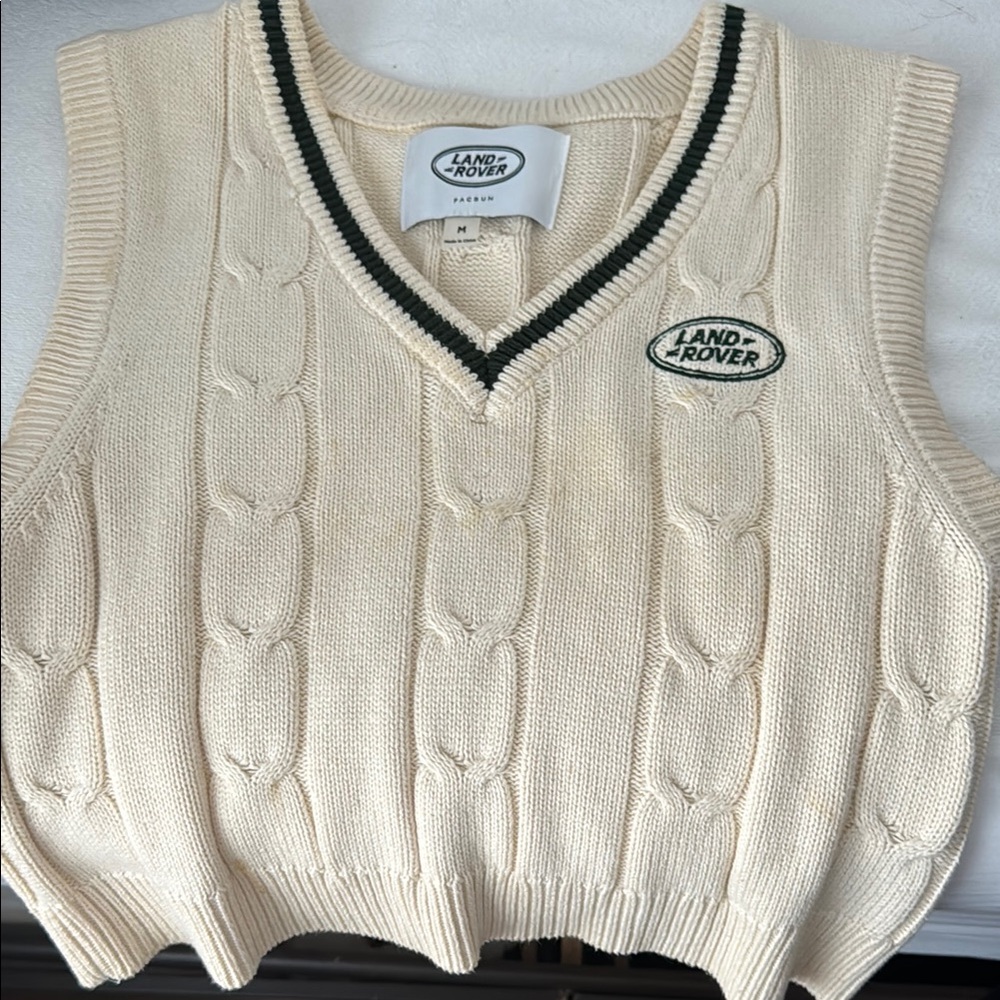 PacSun Cream Cable Knit Sweater Vest